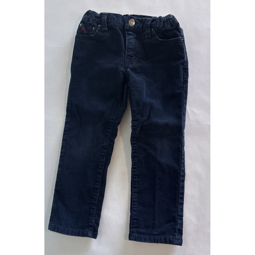 Polo Ralph Lauren Pants Boys 3T Navy Corduroy Khakis Adjustable Logo Mint!